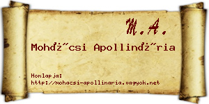 Mohácsi Apollinária névjegykártya
